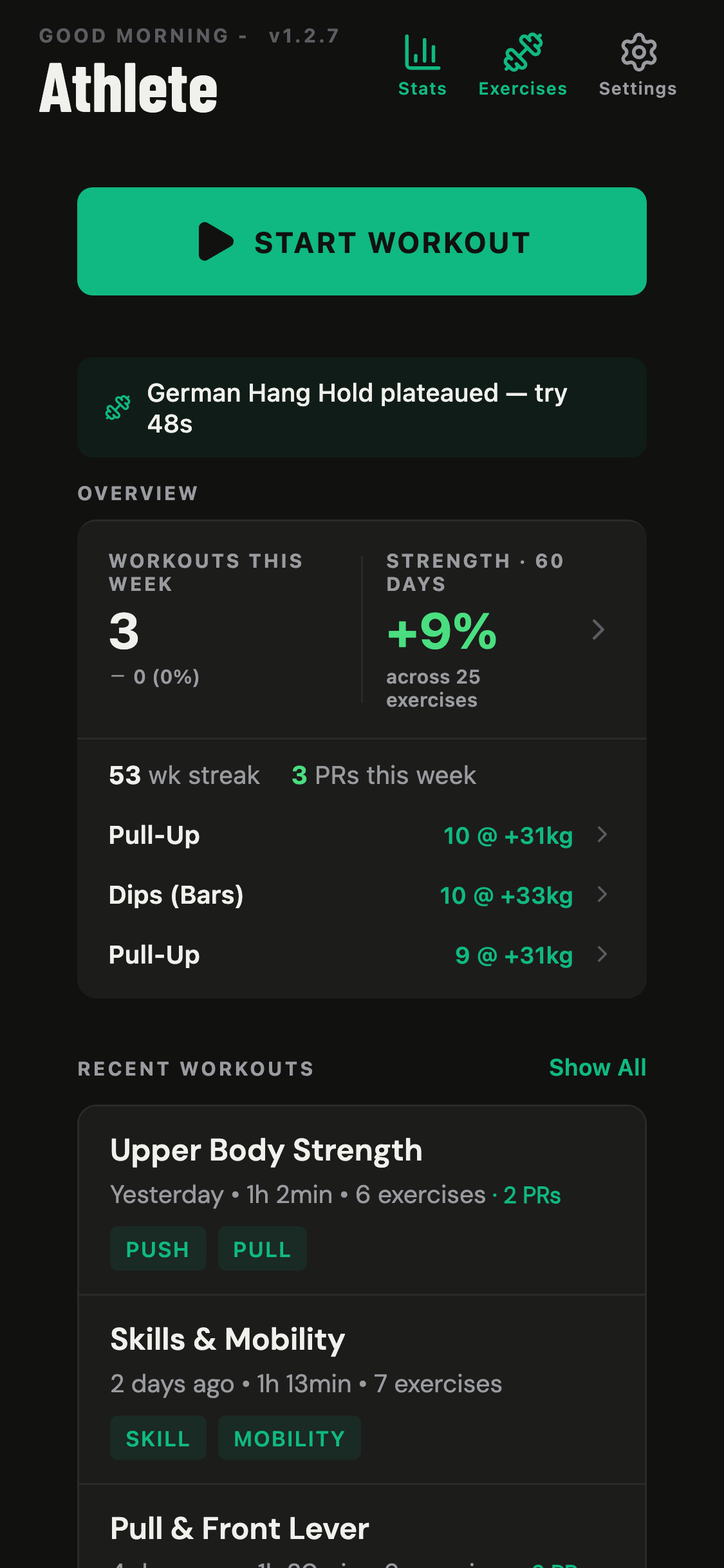 Home dashboard